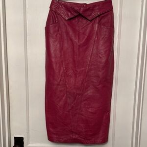 Elegant Red Leather Skirt